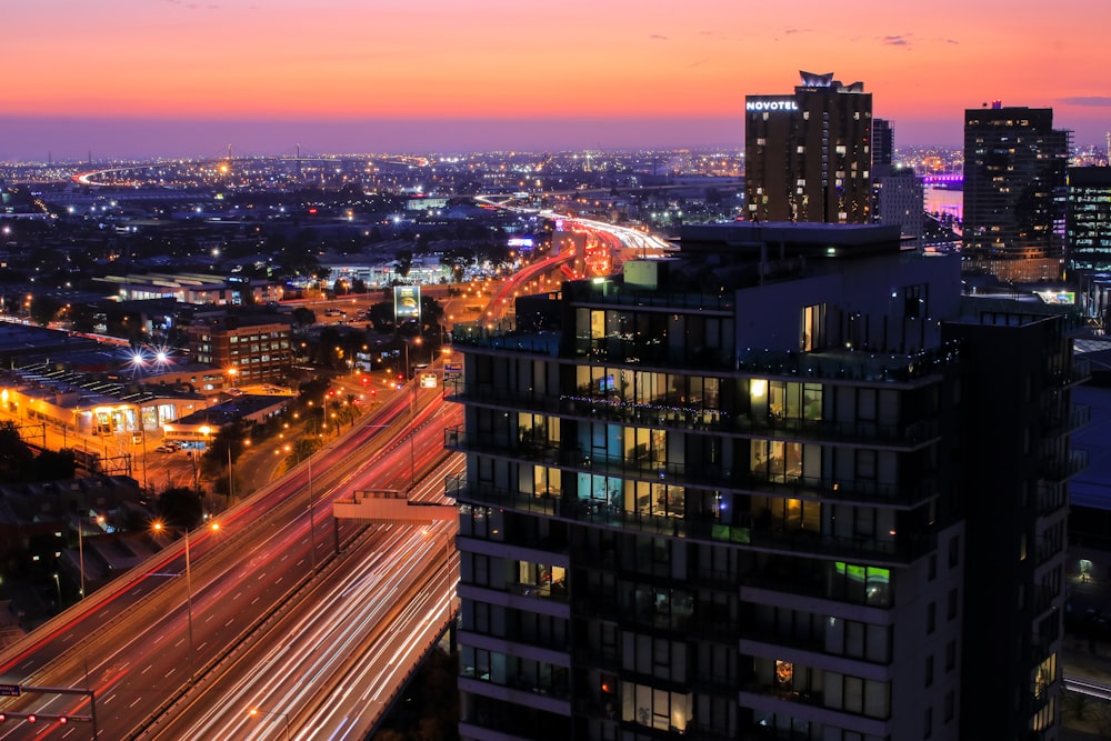 city building photo during dusk