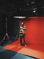 men's black and red button-up collared shirt