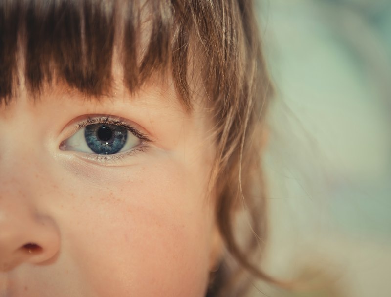 Young child receiving a pediatric eye exam