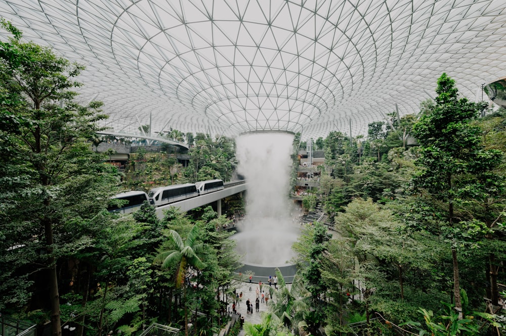 artificial garden with falls inside them park