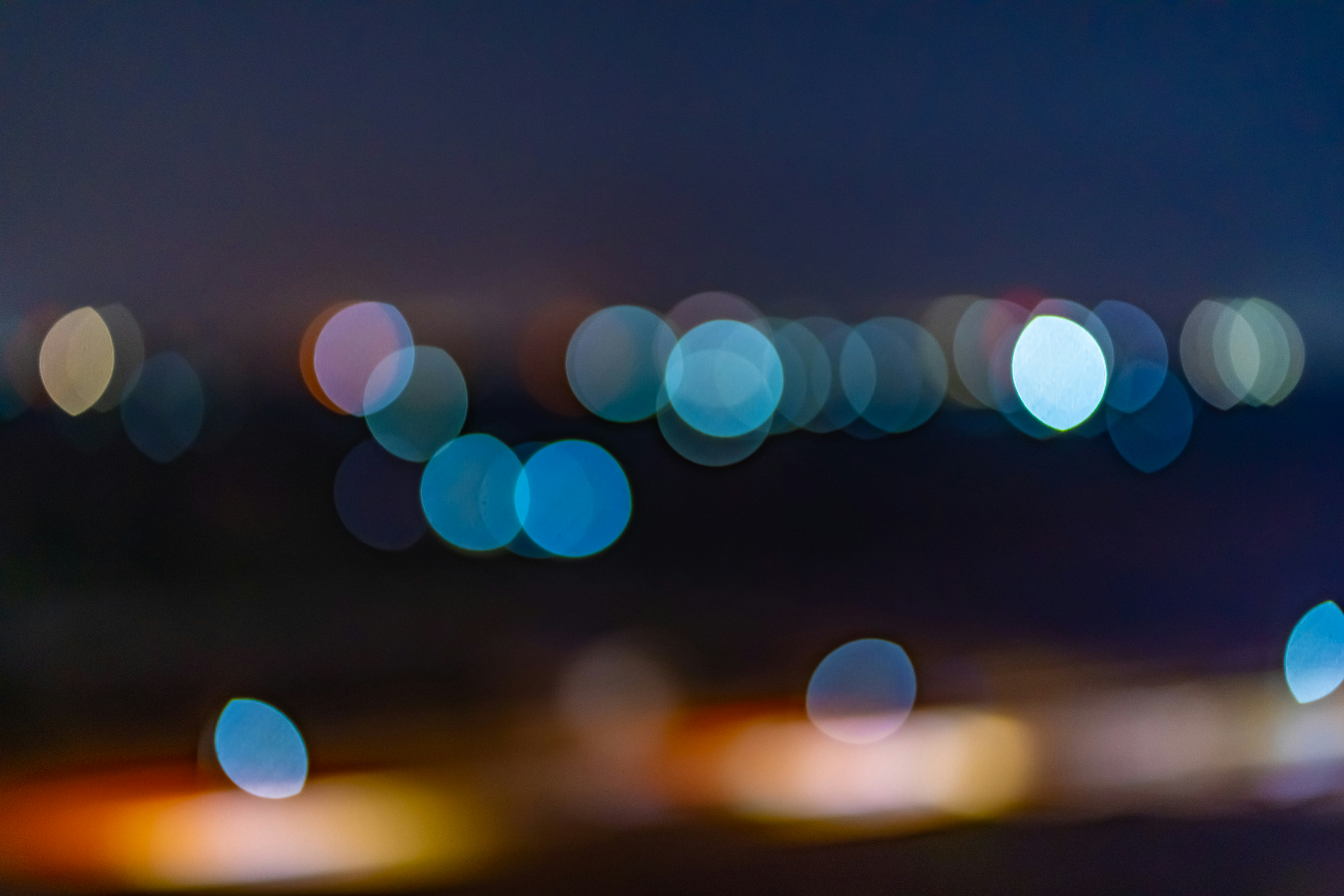 City lights at night with romantic blurred bokeh
