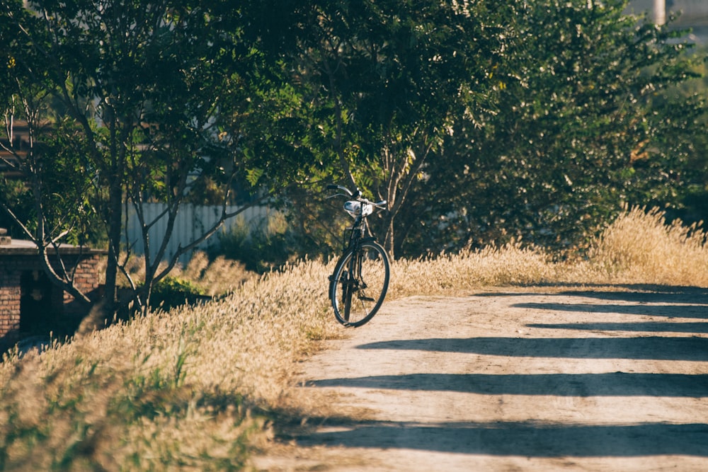 parked black bicycle