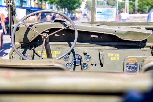 gray car steering wheel