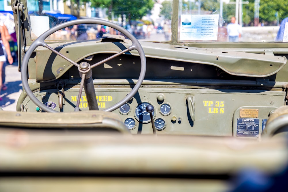 gray car steering wheel