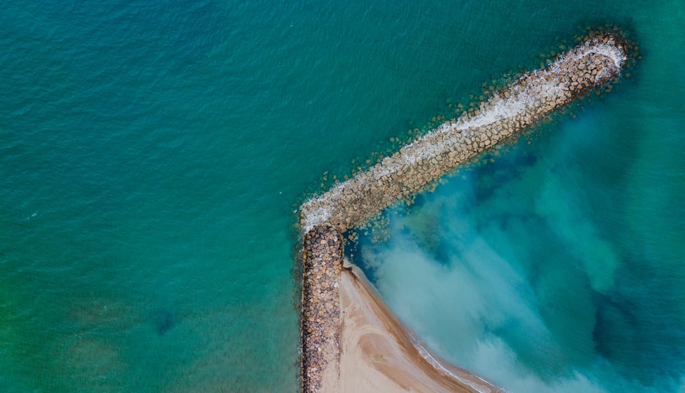 top-view photography of body of water during daytime