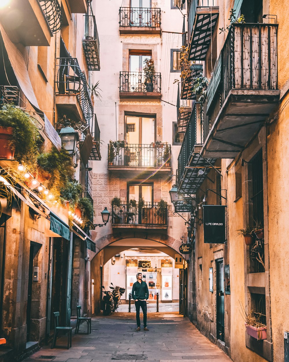 person standing near building