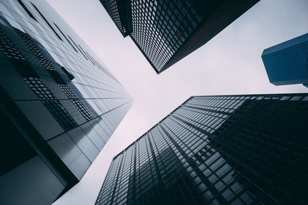 low-angle photography of high-rise buildings