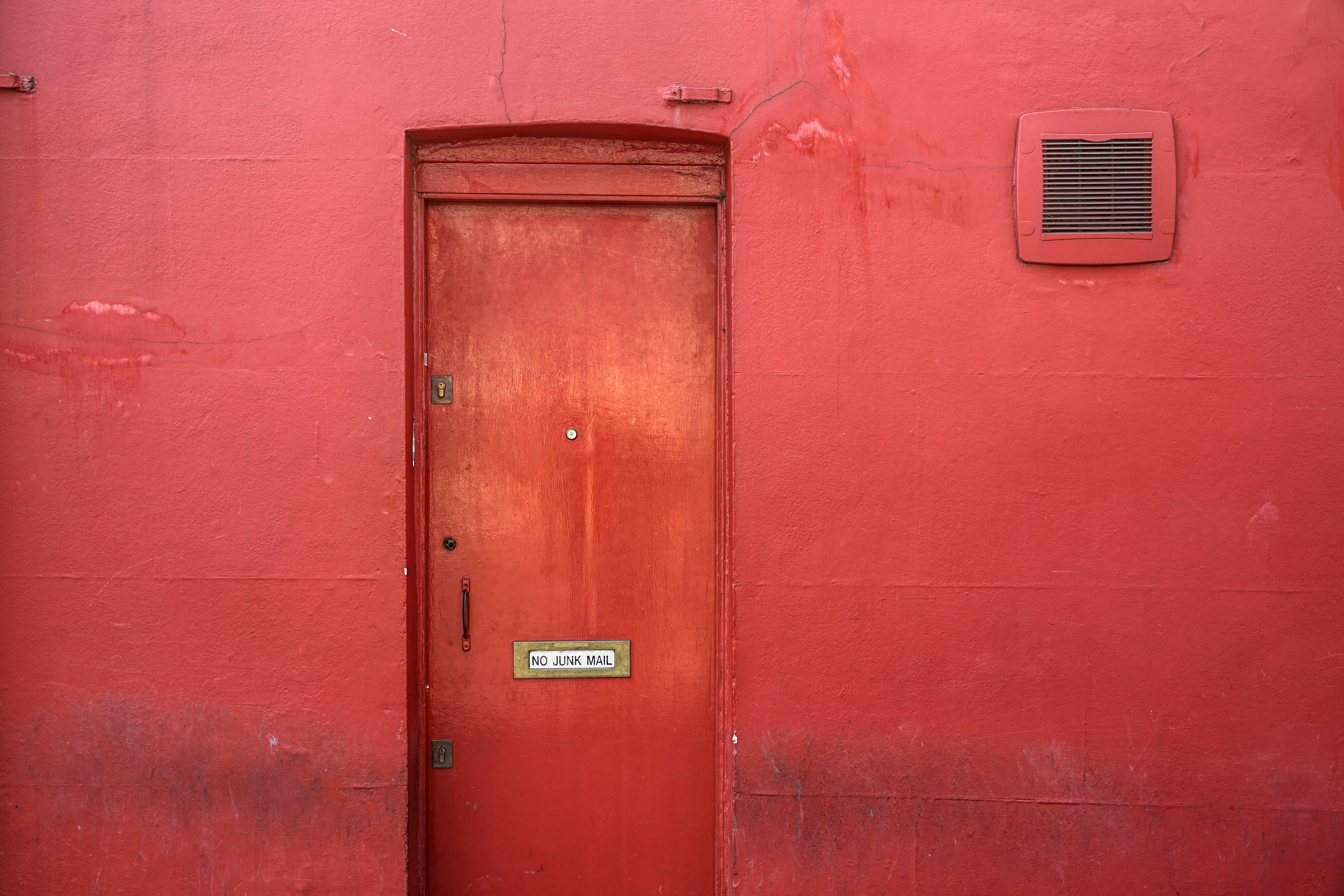 Red metal door