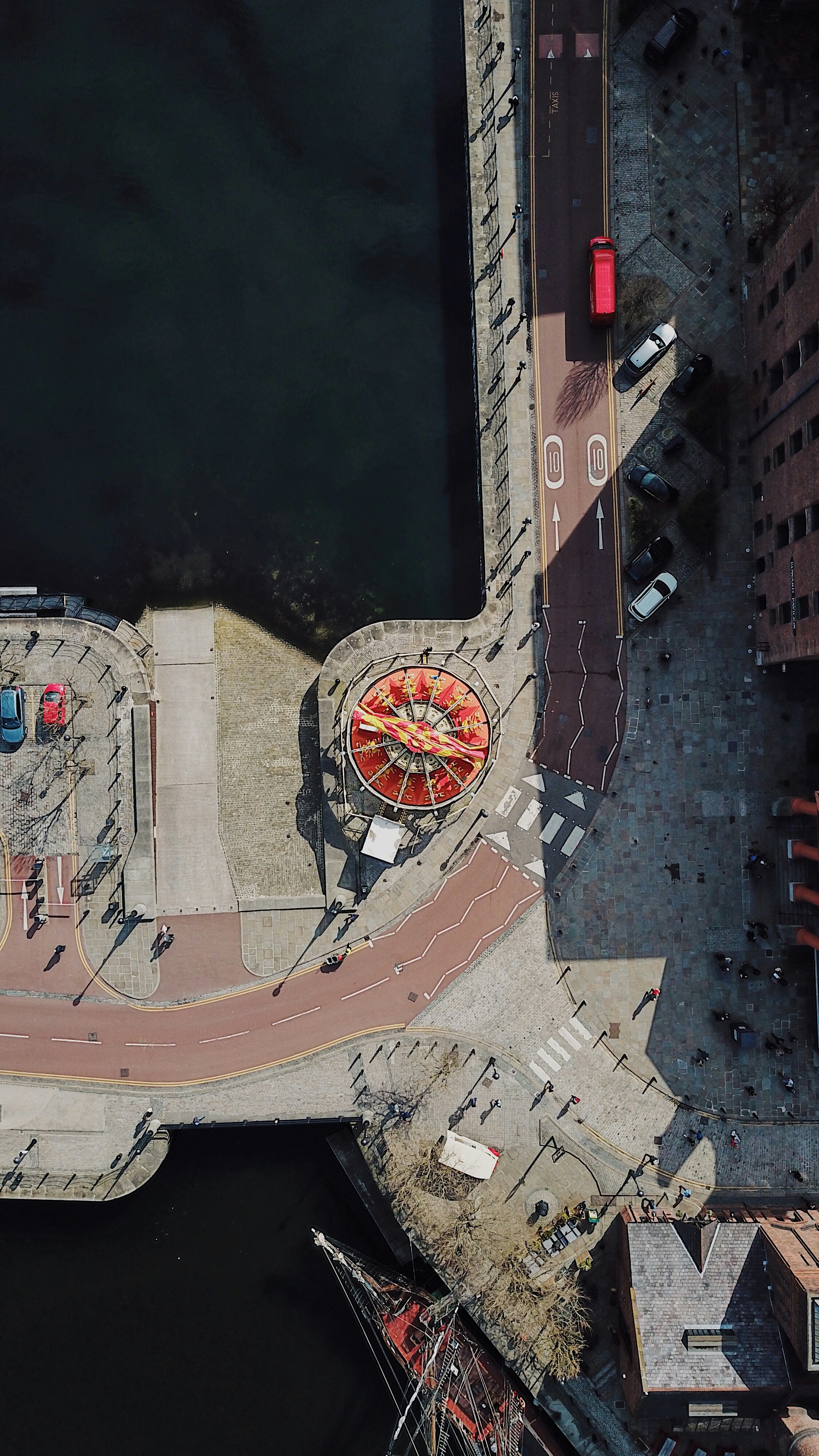 A top down drone view of the Albert Dock, Liverpool, photo was taken with a DJI Mavic Pro drone