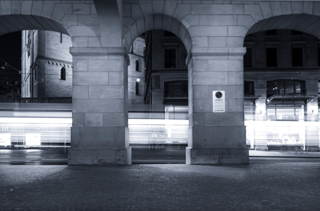 grayscale photo of concrete building