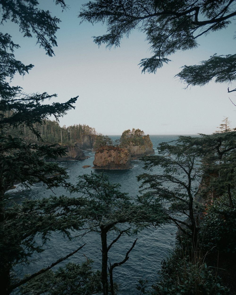 rock formation and body of water during daytime