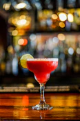 clear margarita glass on selective focus photography