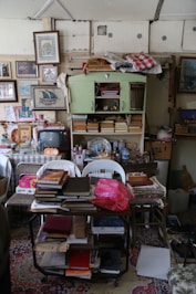 Cluttered room, despair, mess, unordered, lost, unmanageable, jumble, no space, chaos, muddle, house
