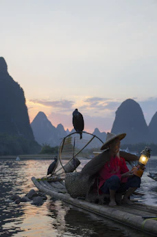 woman riding boat