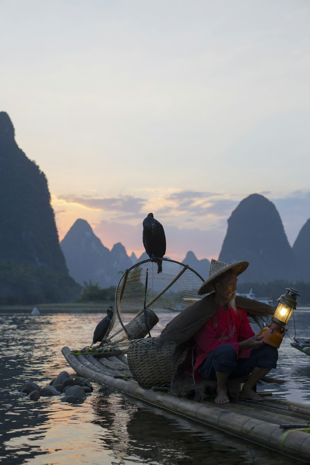 woman riding boat