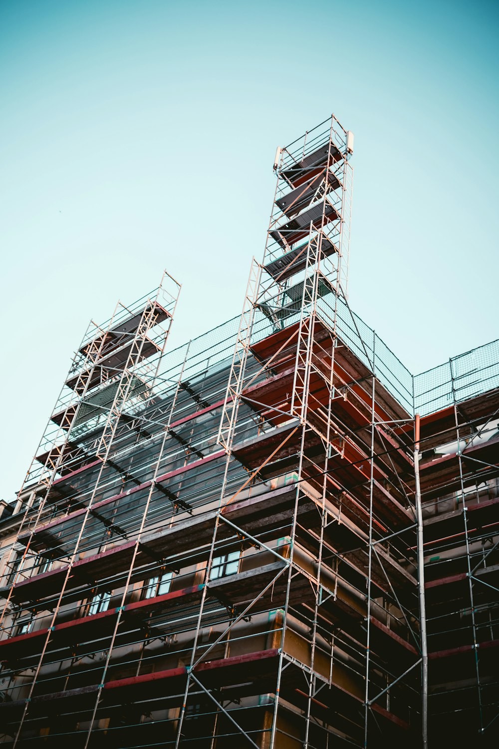 worm view photo of scaffolding