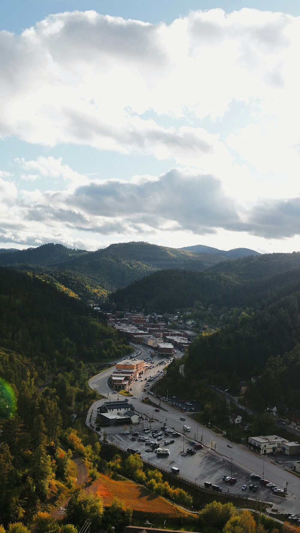 aerial photo of vehicles