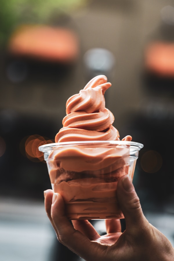 Sundae in clear plastic cup