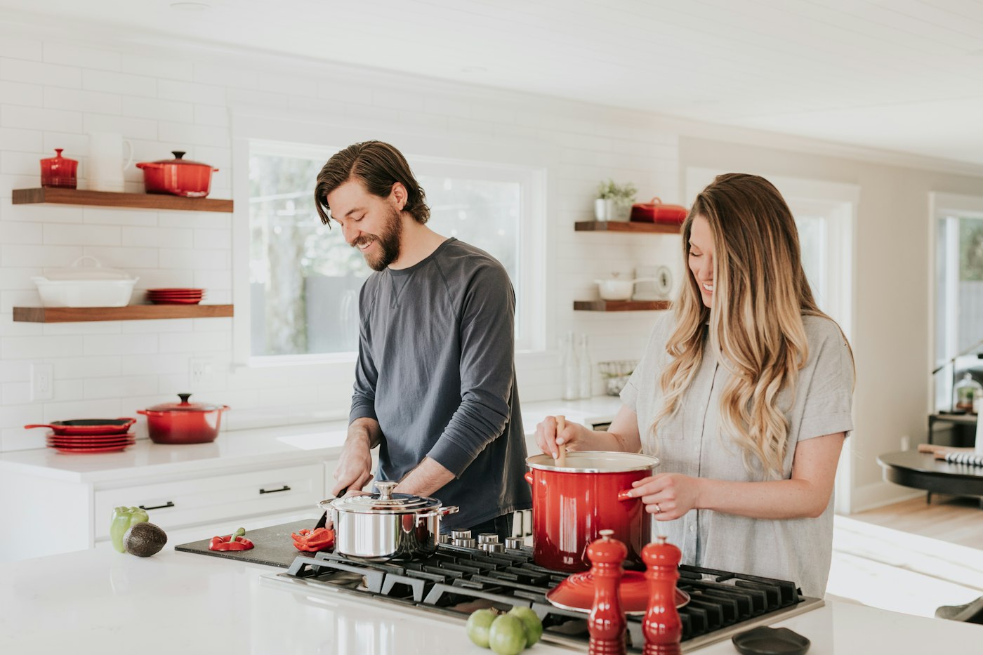 Young couple in modern kitchen