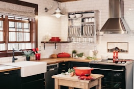 A beautifully styled residential kitchen with natural textures and inviting colors.