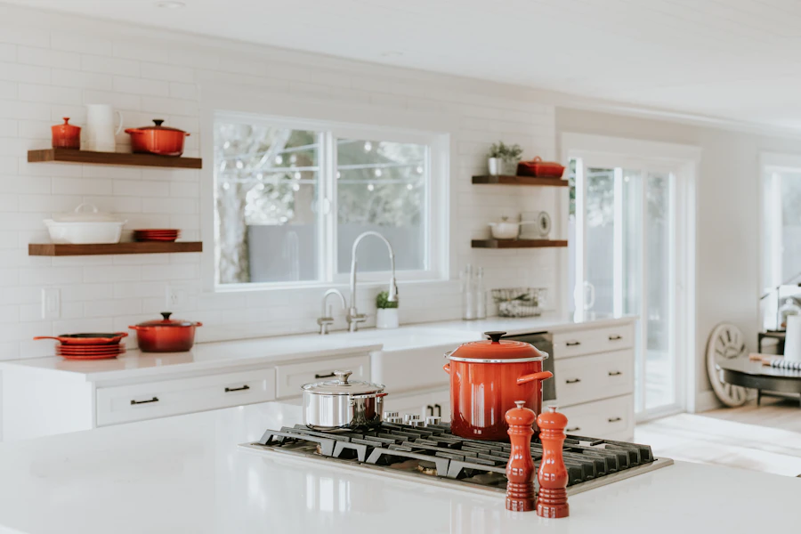 Kitchen island with pendant lighting