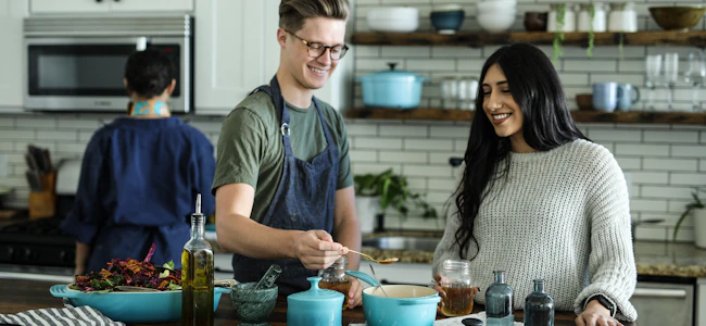 Family cooking in the kitchen