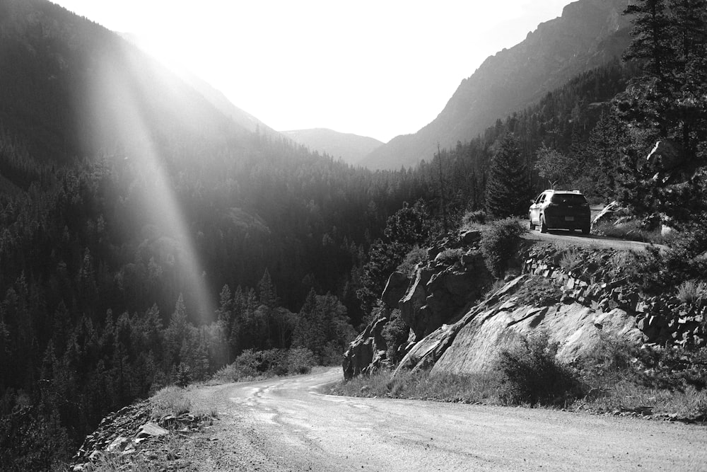 black car on road