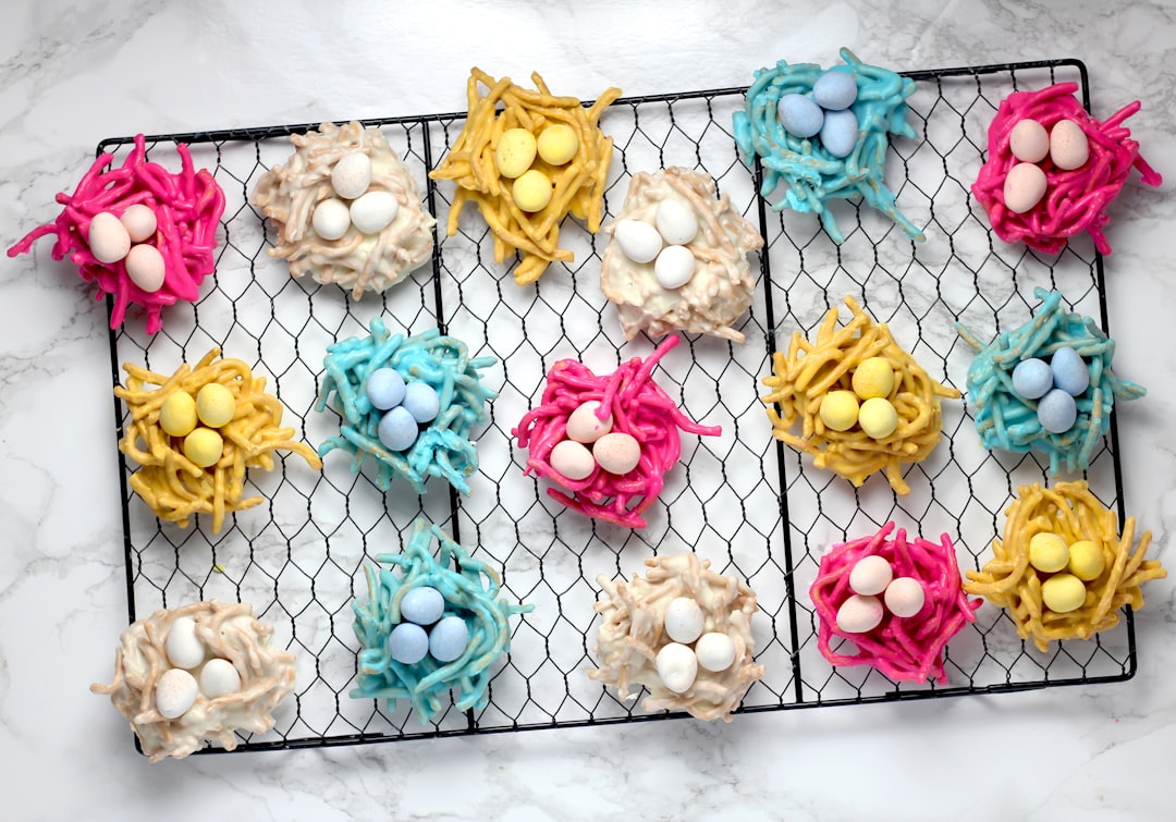assorted-color eggs on nest wall decor