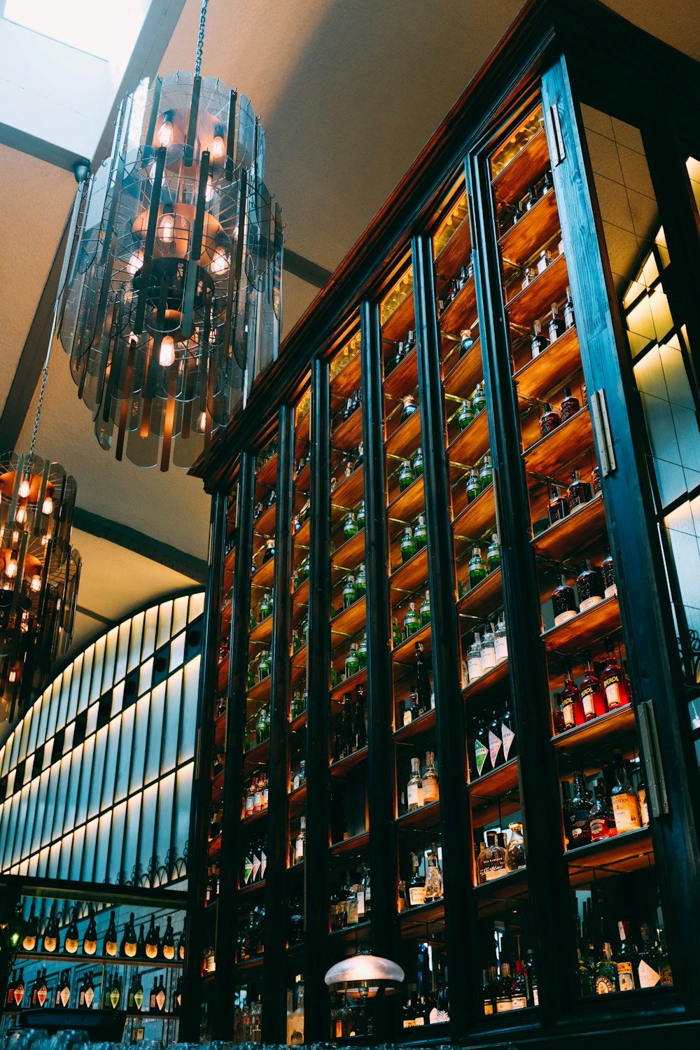 close photo of bottle cabinet