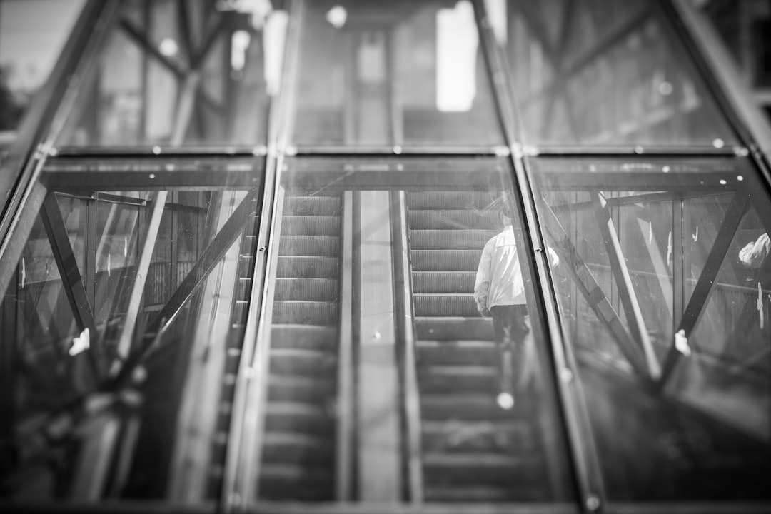 man walking on stairs