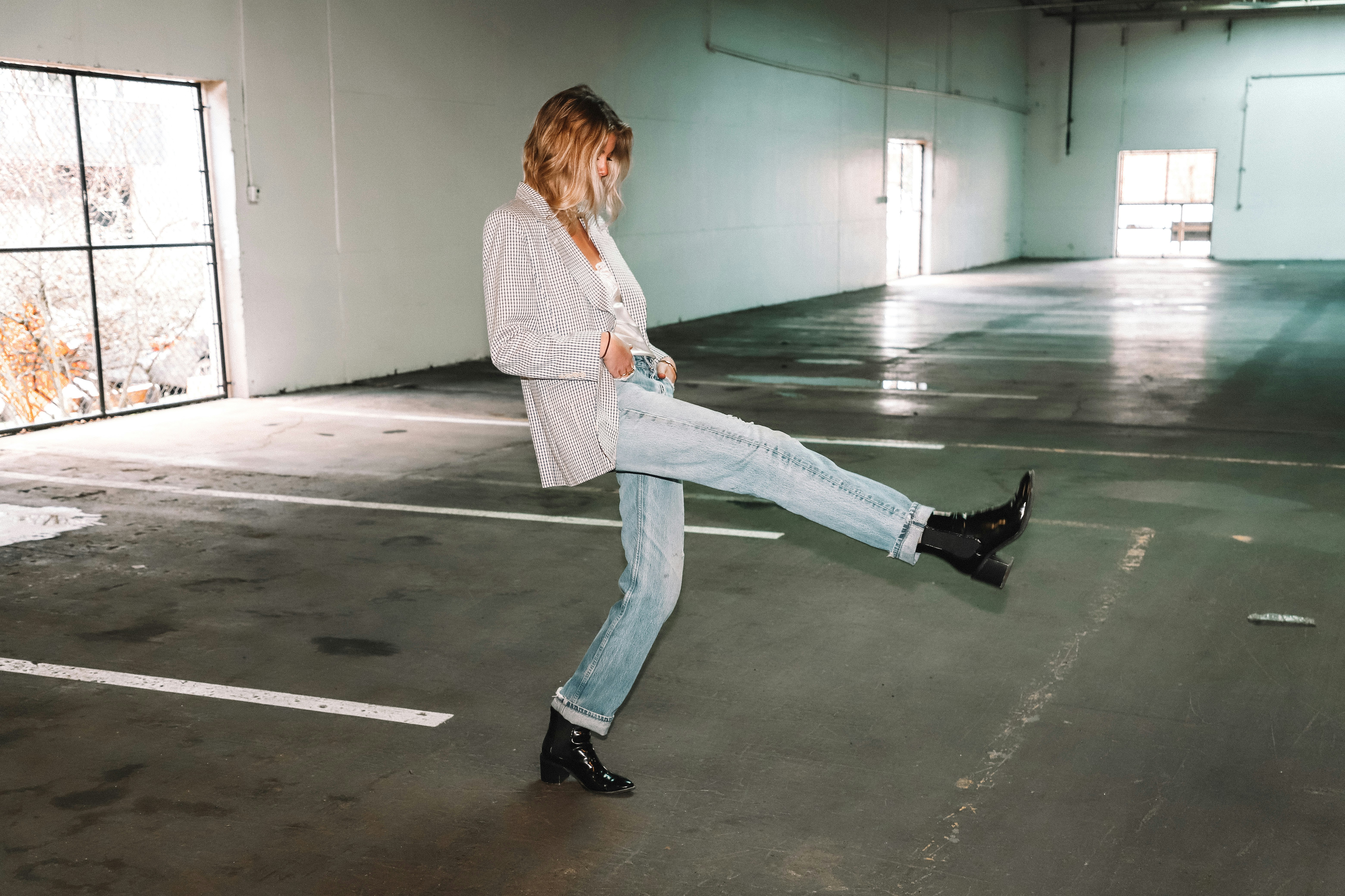 woman standing on parking area