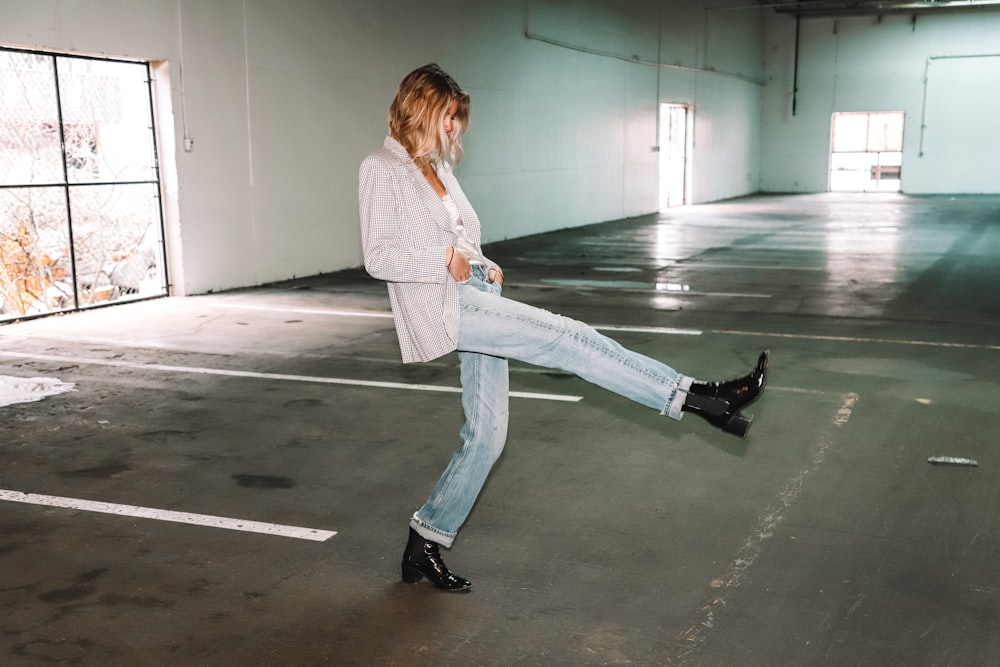 woman standing on parking area