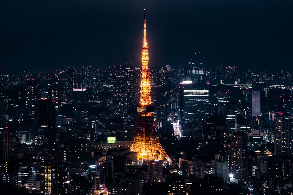 concrete building at night