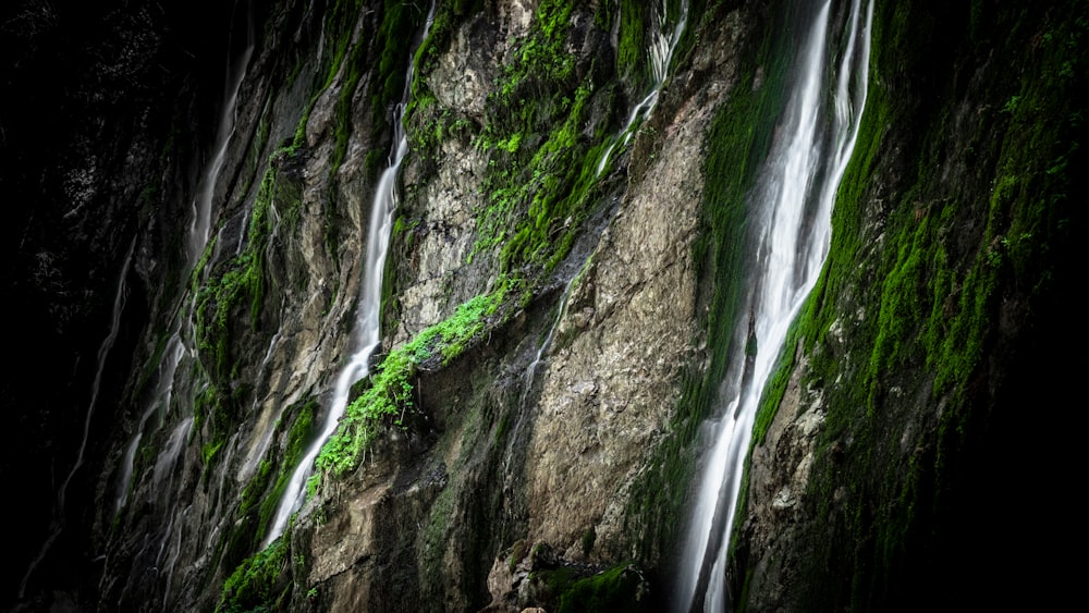 time-lapse photography of waterfalls