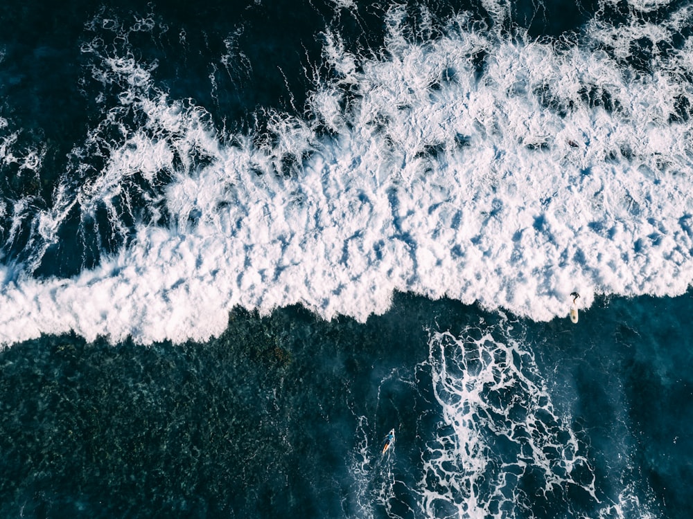 an aerial view of a body of water