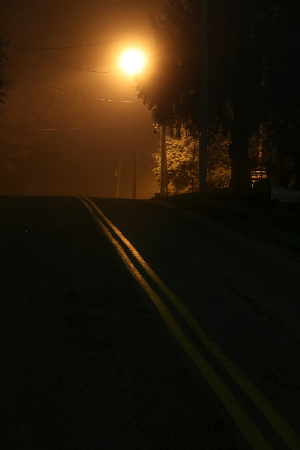concrete road at night