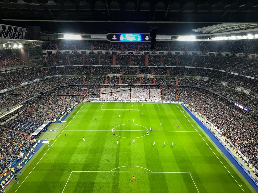 aerial photography of soccer game inside stadium