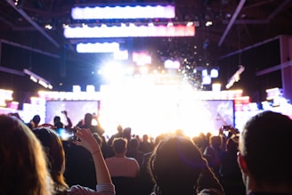 people watching band on stage