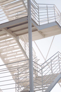 white metal stairs