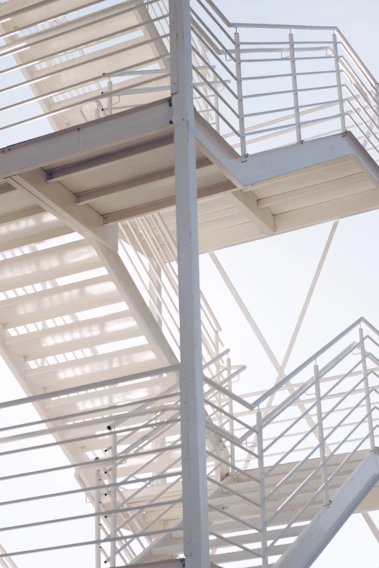 white metal stairs