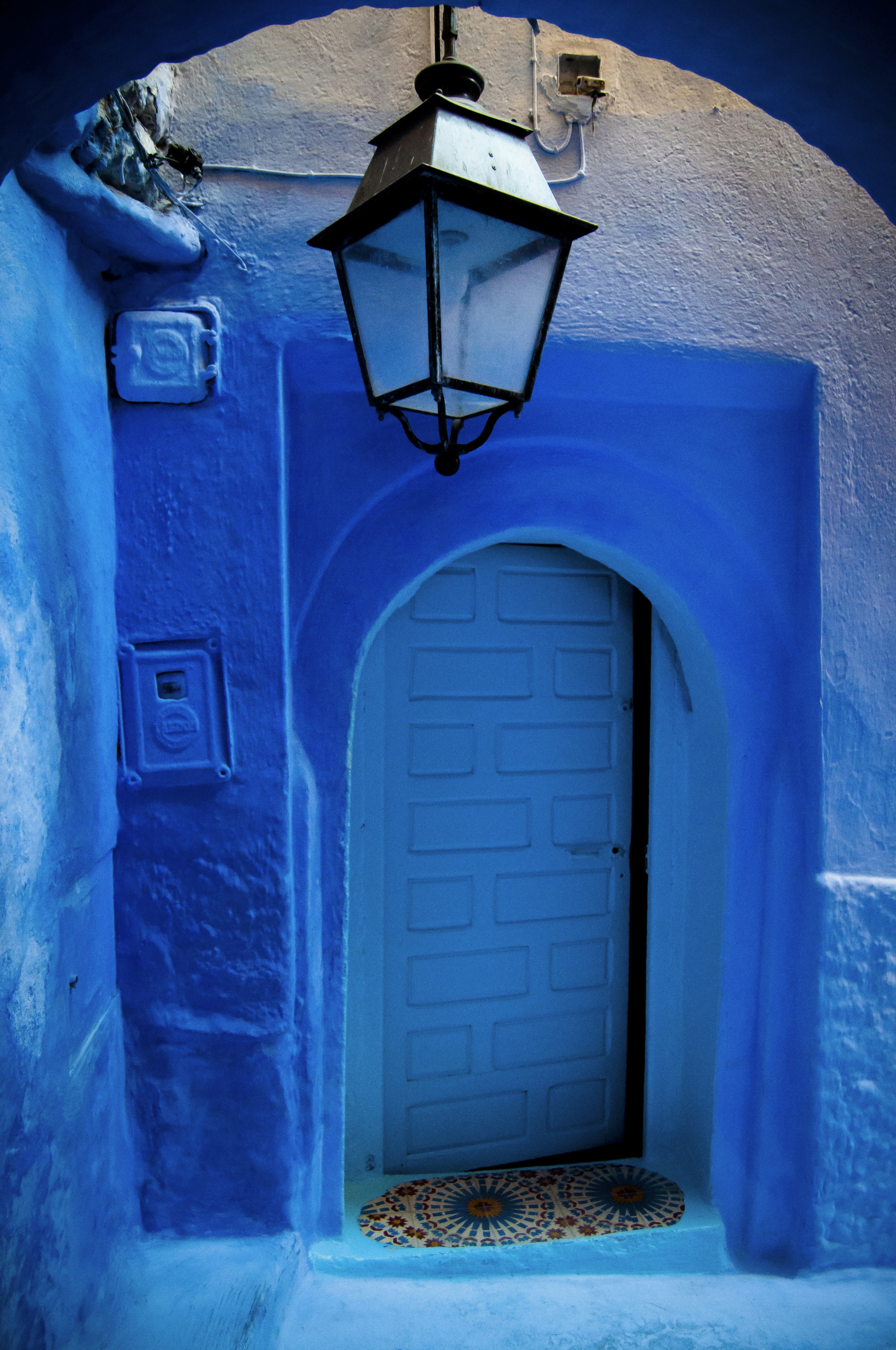 Blue door in Chefchaouen's Medina, Morocco.