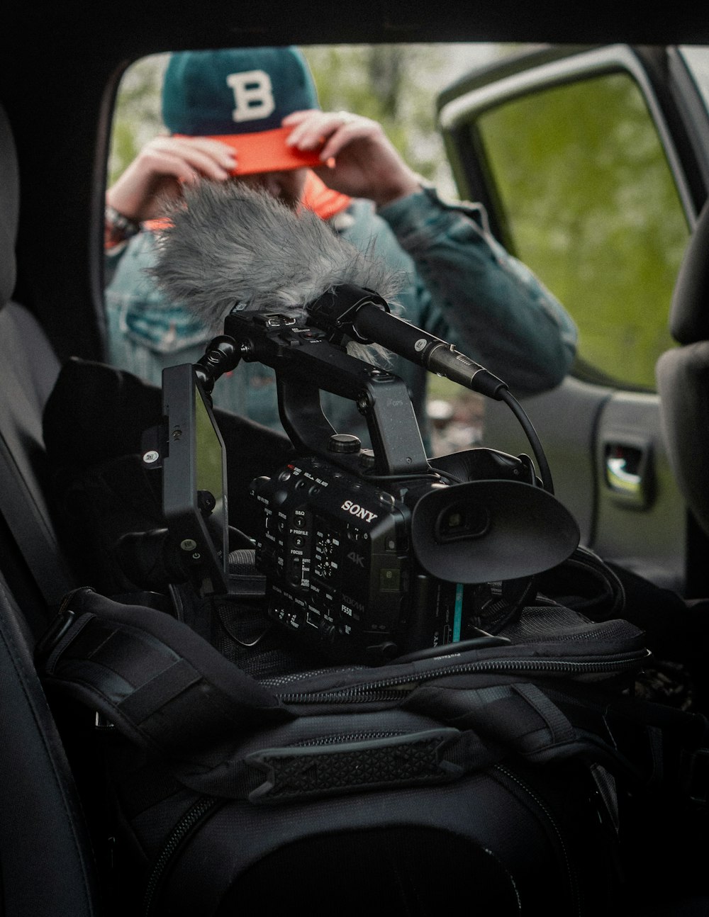 black video camera inside the vehicle