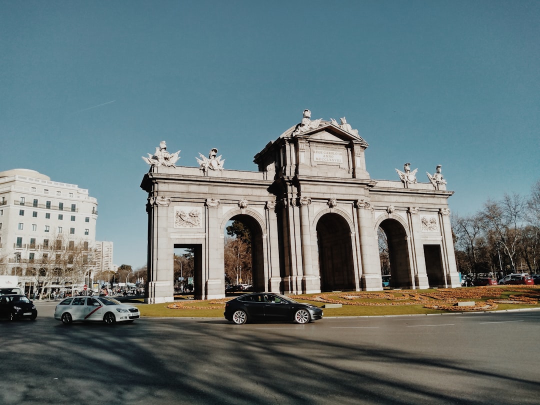 black car near white monument,