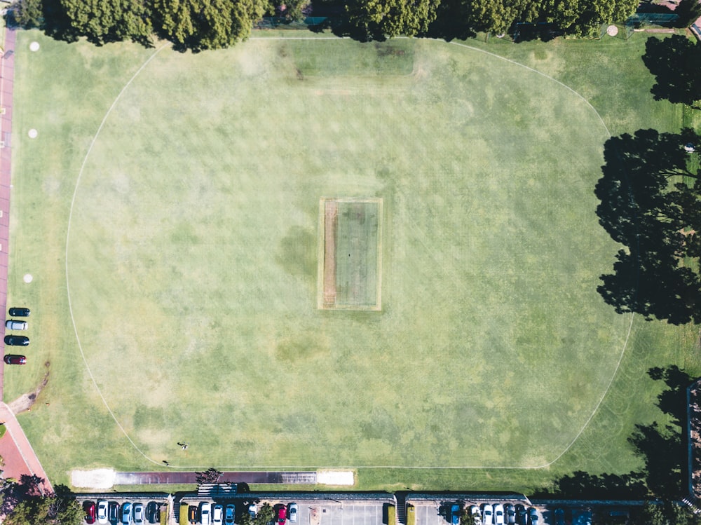 aerial photo of green field