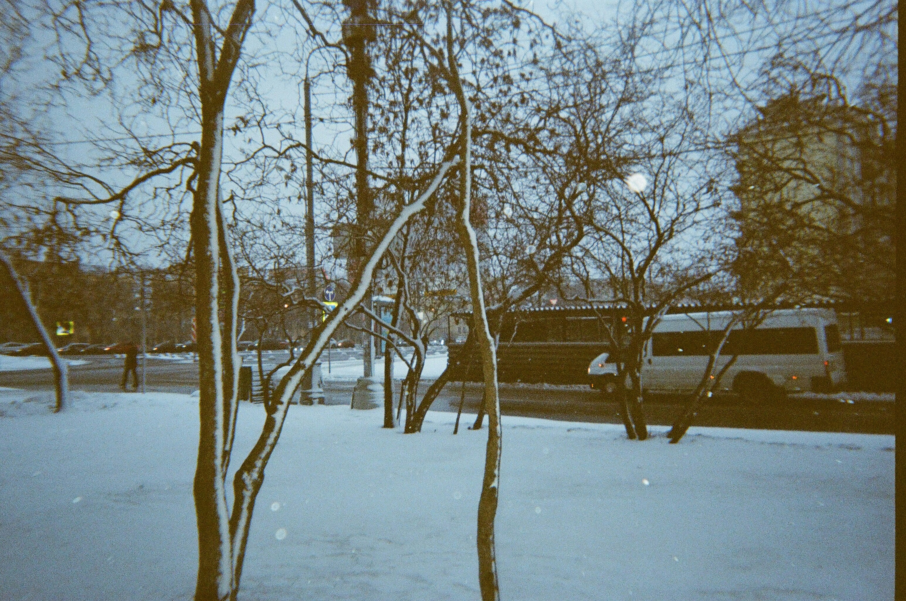 parked white vehicle