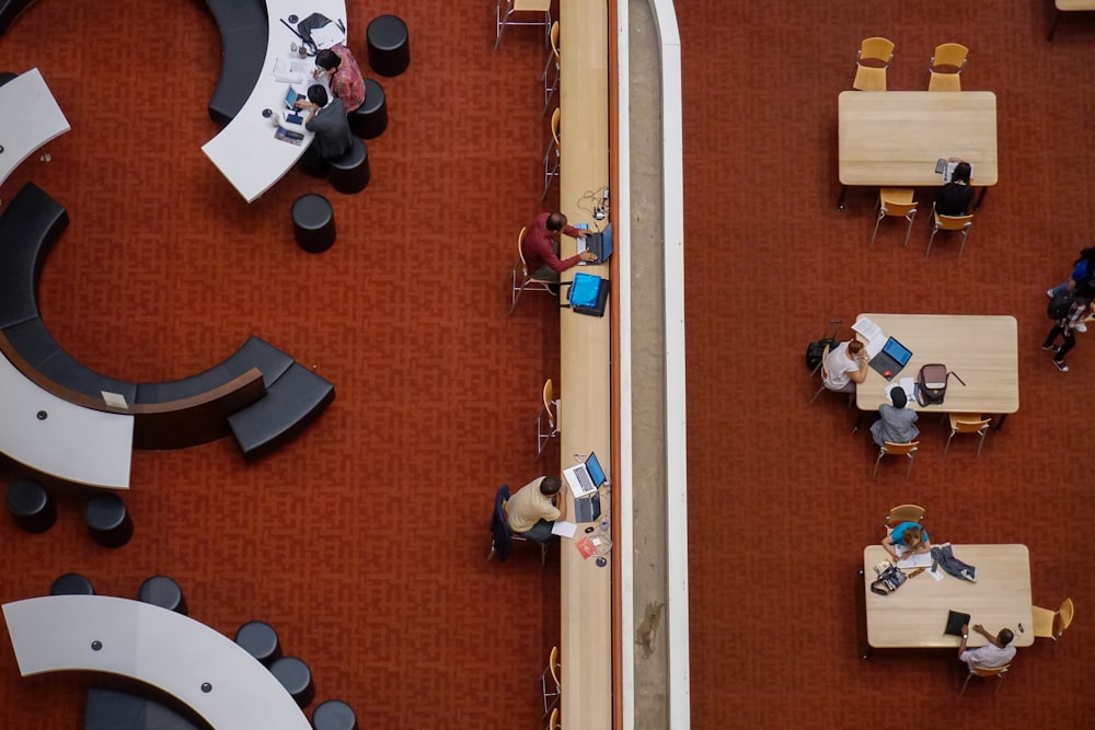 people sitting on table set