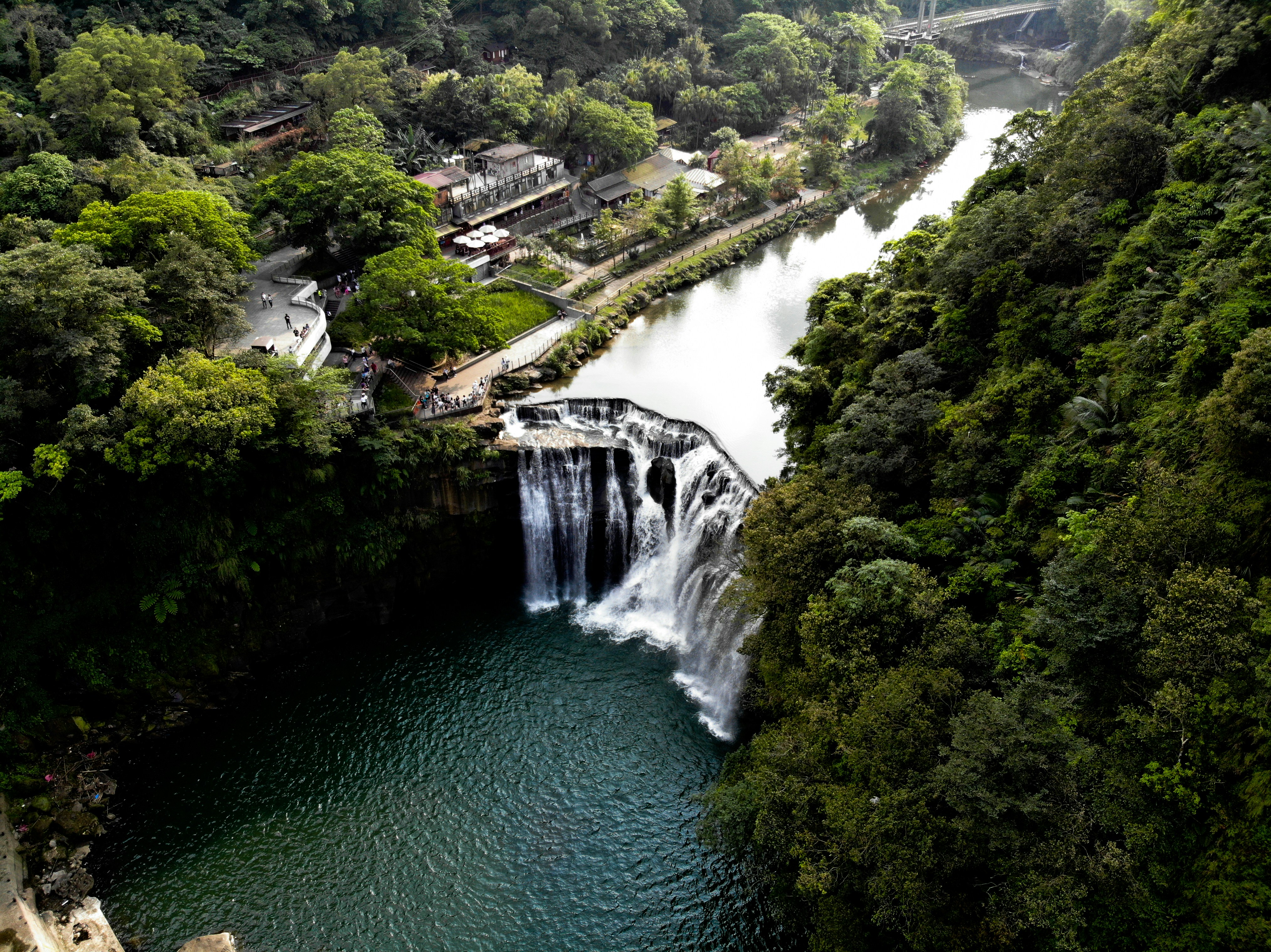 aerial-photography of waterfalls