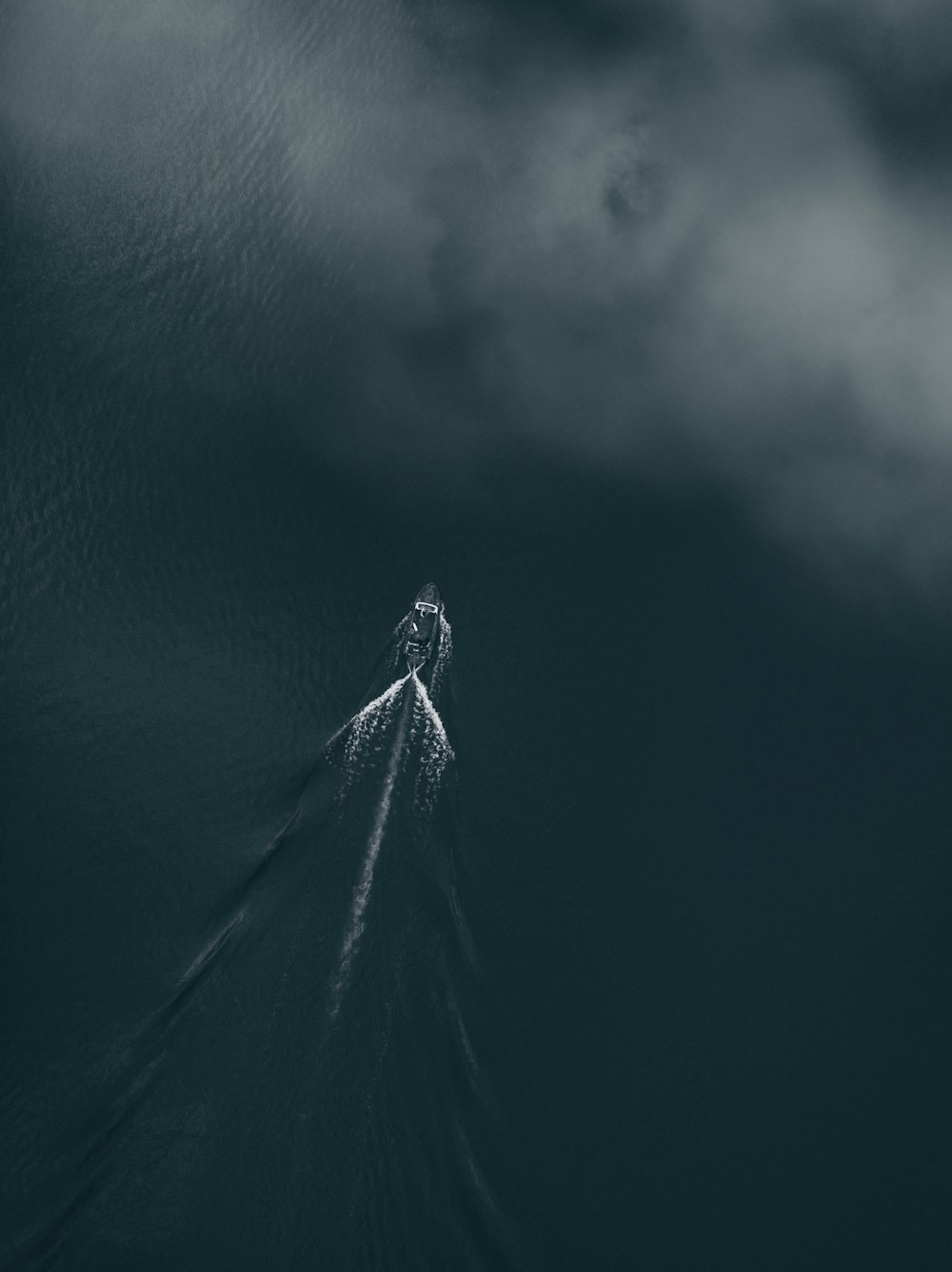 ship on water in aerial photography