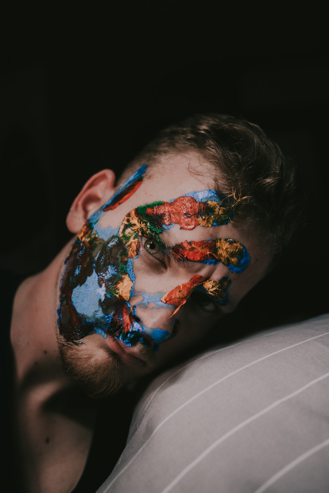 man's face with paint