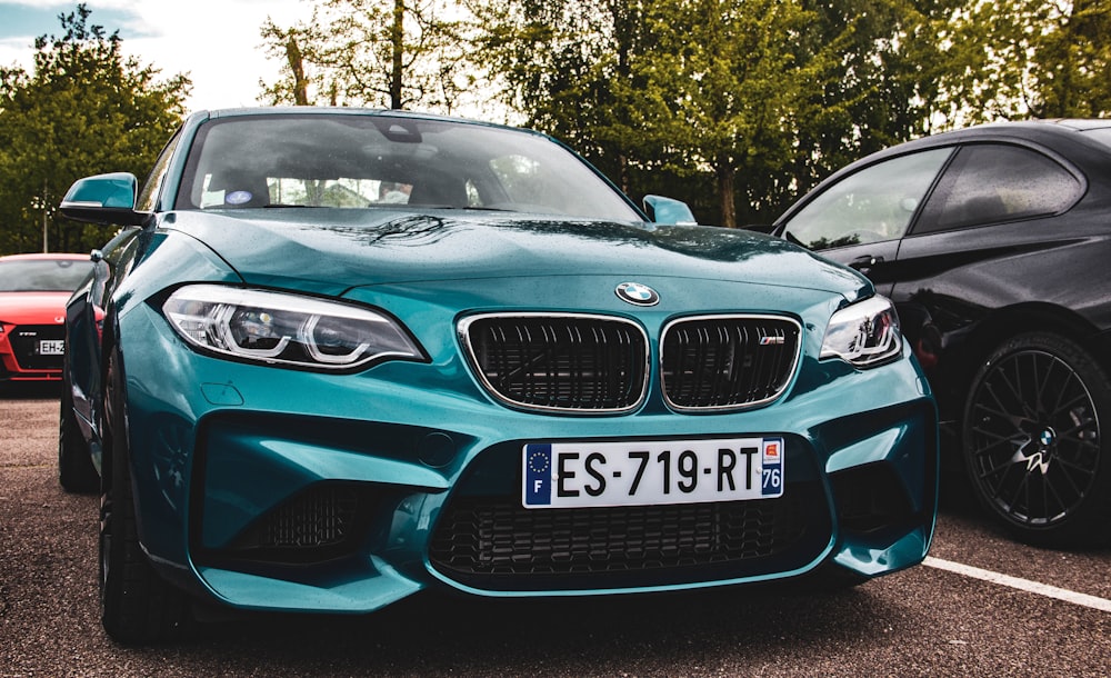 teal BMW car